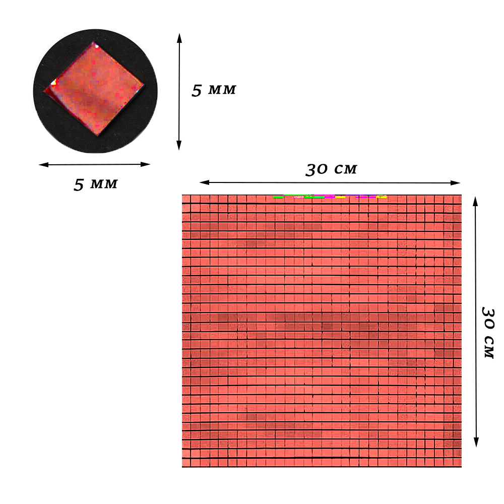 Лента самоклеящаяся зеркальная мозаика акрил 30х30см 5х5мм, красный