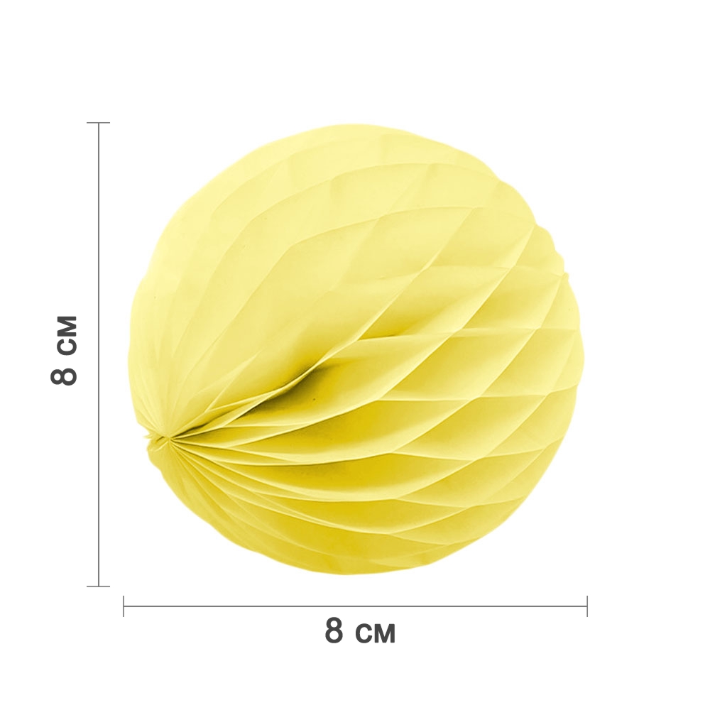 Бумажное украшение шар 8 см желтый