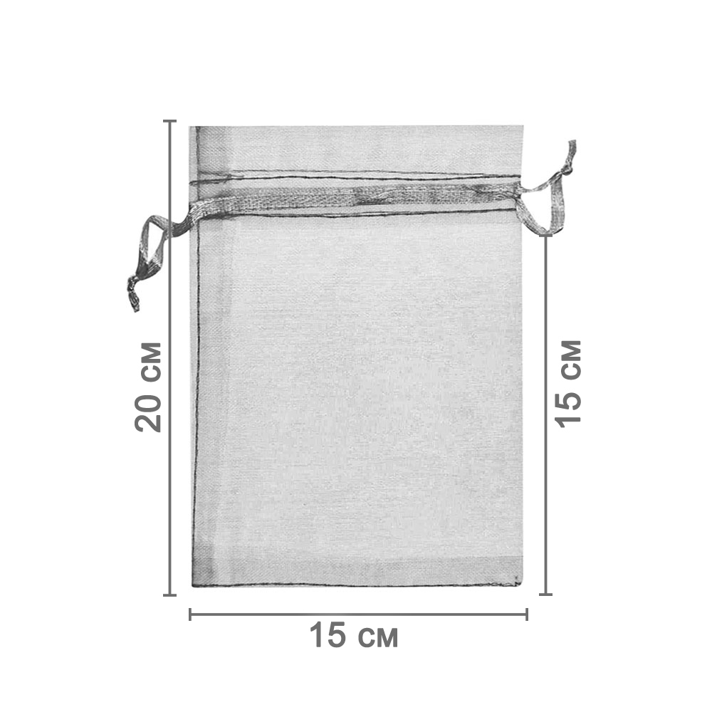 Мешочек из органзы 15 х 20 см серый