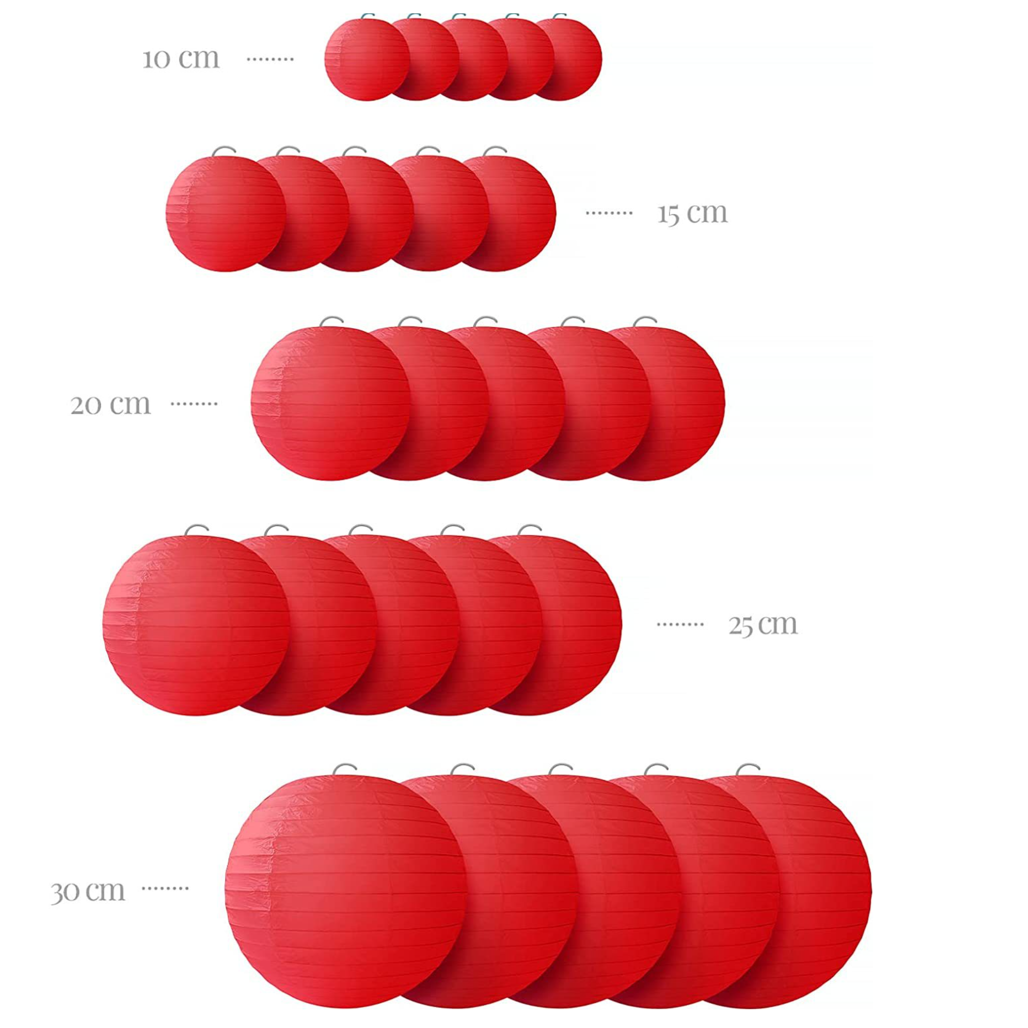 Набор подвесные фонарики 25 шт, красный
