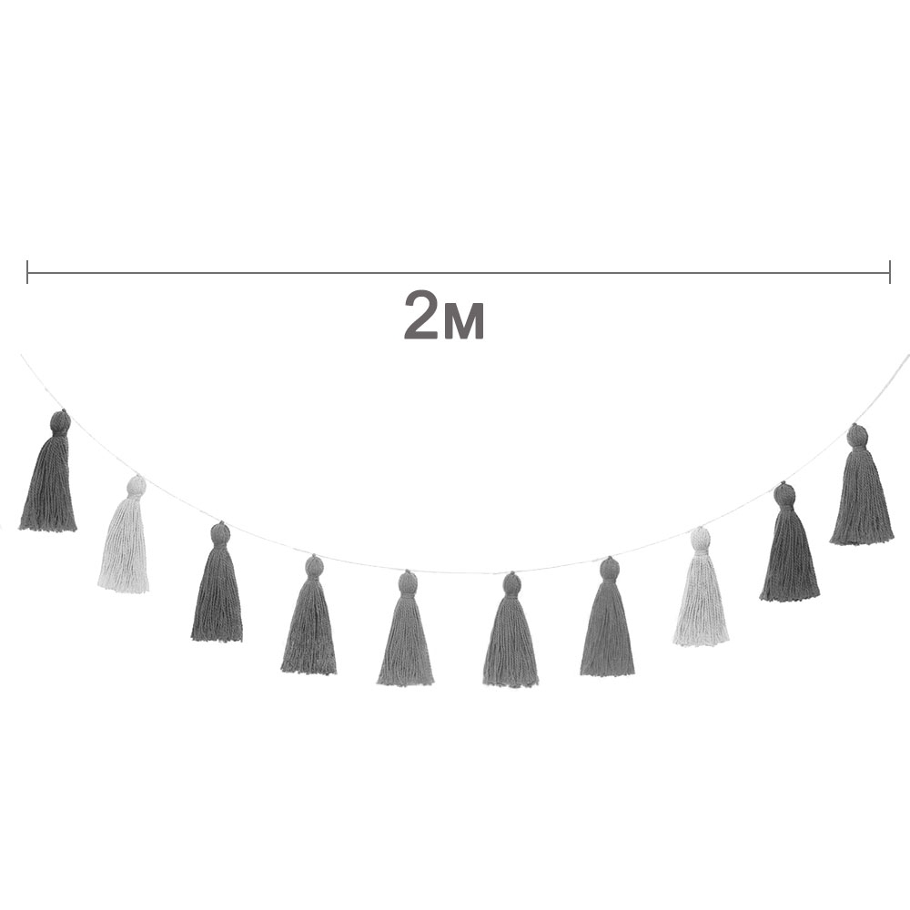 Гирлянда тассел из пряжи ассорти №10 (13 х 5 см) 2 м
