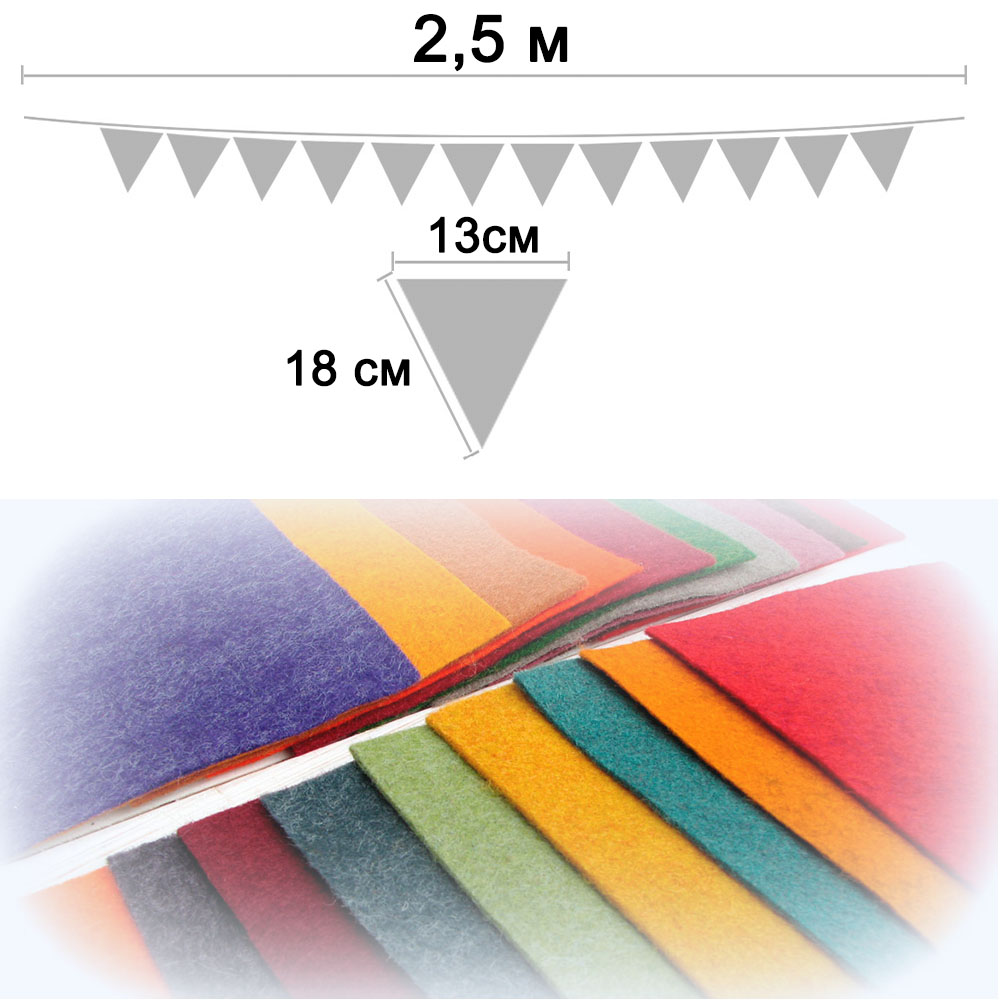 Гирлянда флажковая из фетра № 8 (13 х 18 см)  2,5 м