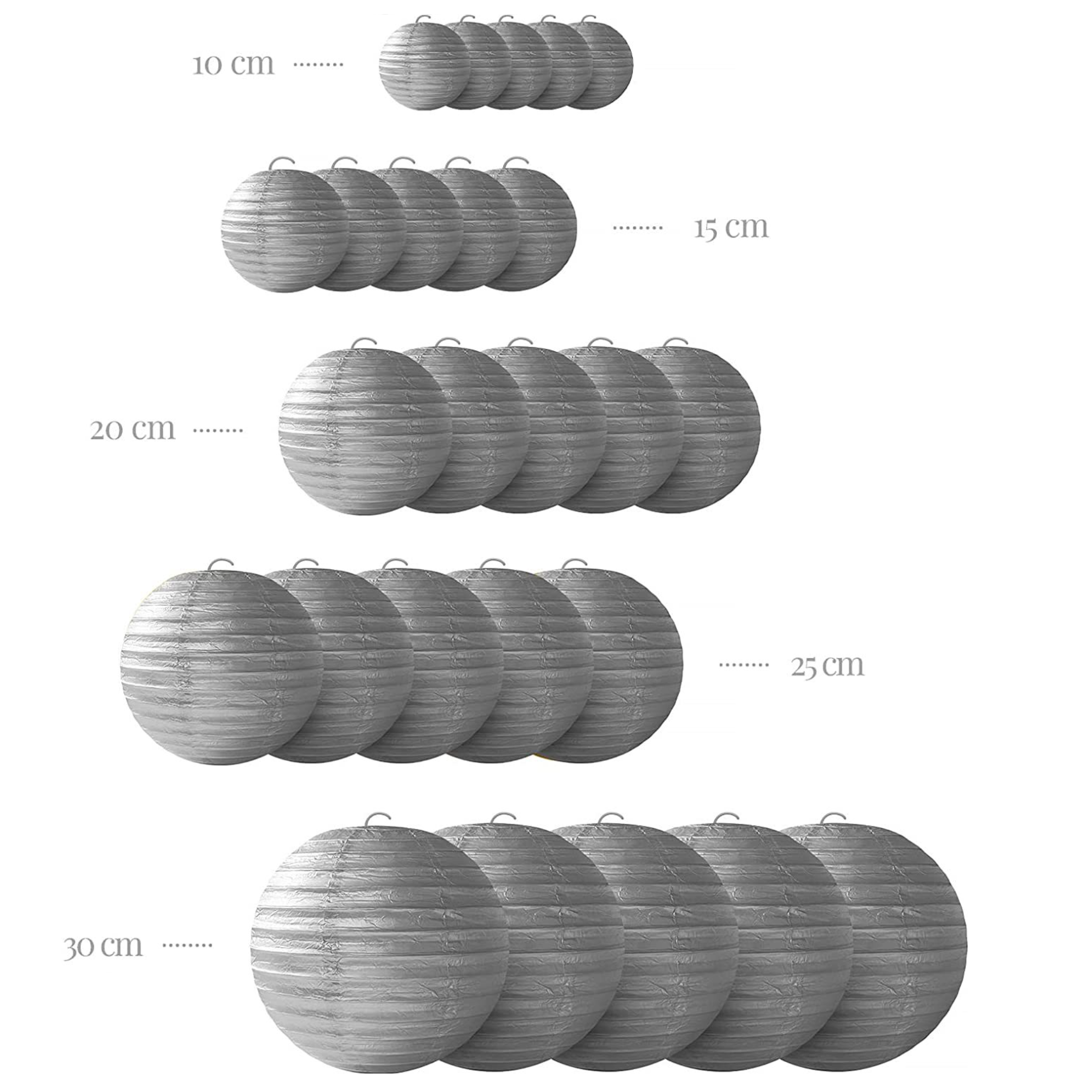 Набор подвесные фонарики 25 шт, серебро