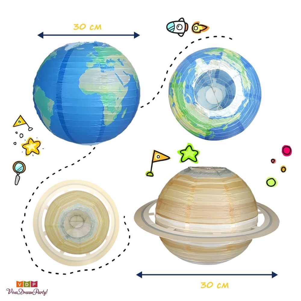 Набор подвесных фонариков "Парад планет" 8шт, 30 см