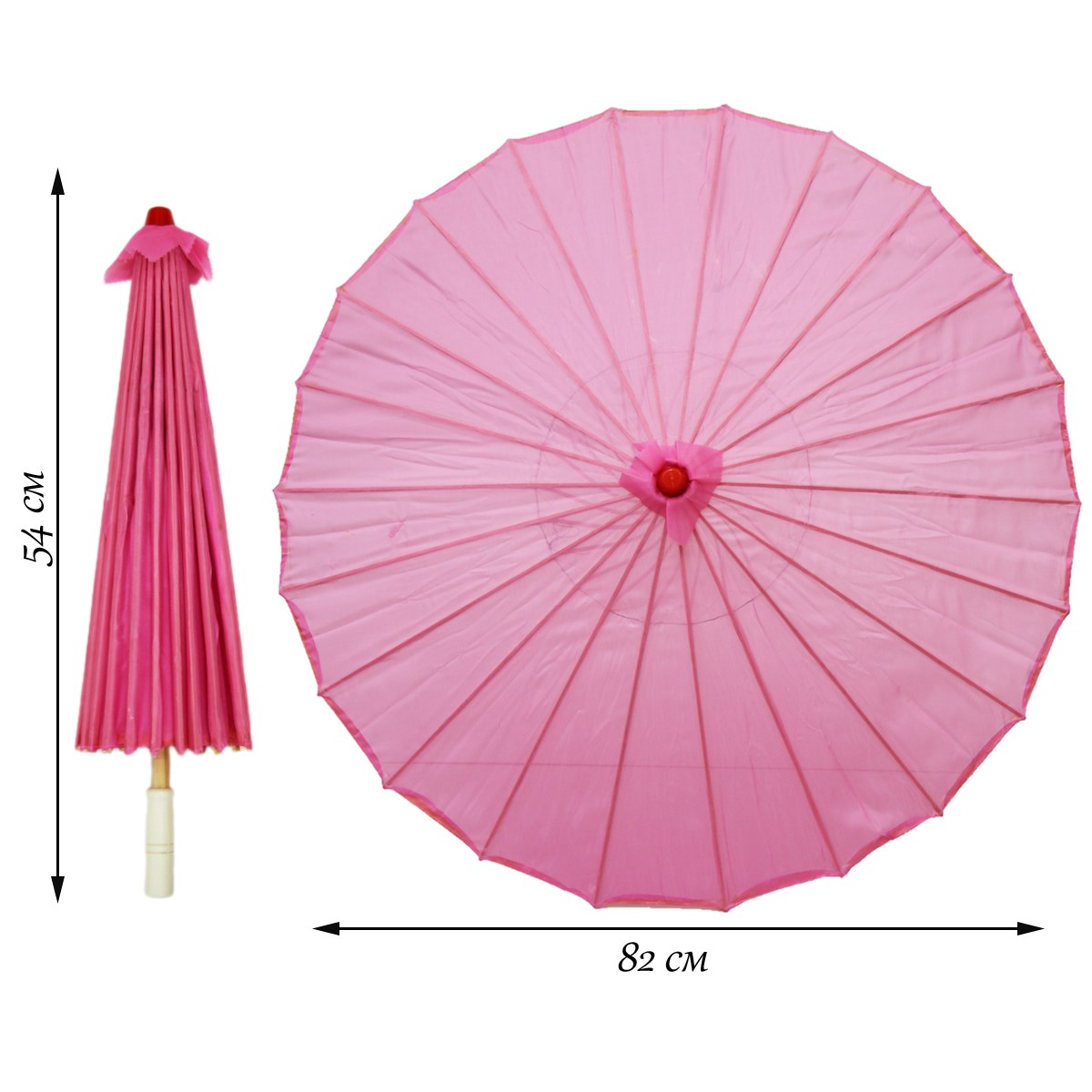 Китайские тканевые зонтики 82х54см №5, розовый