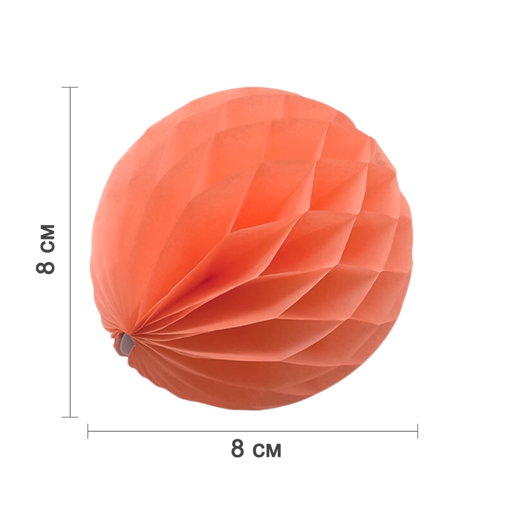 Бумажное украшение шар 8 см коралловый