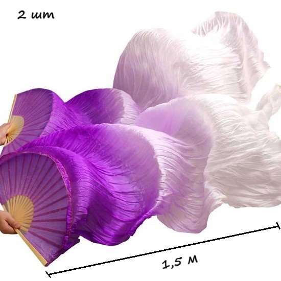 Веер-вейл для танцев 2 шт 57см х 1,5м №3, сиреневый+св.фиолетовый+белый